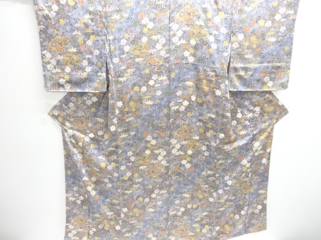 JAPANESE KIMONO / KOMON / FOLDING FAN & PLANT 